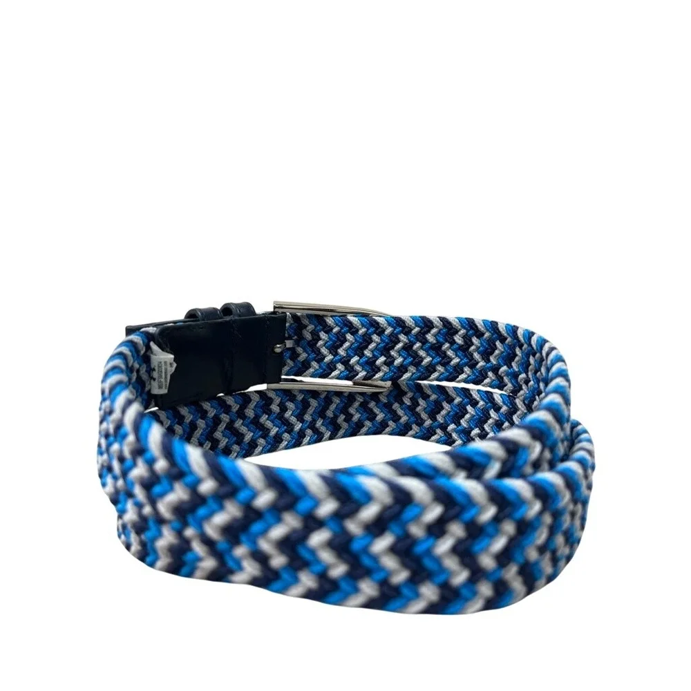 Under Armour Braided Golf Belt Mens Blue Grey Chevron Stretch 1267067 411